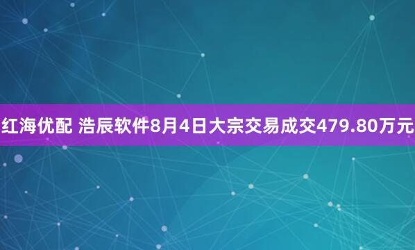 红海优配 浩辰软件8月4日大宗交易成交479.80万元